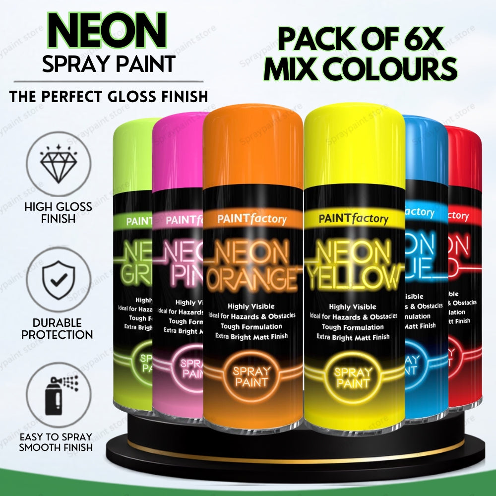 6 x Neon Mix Cans 400ml - D19