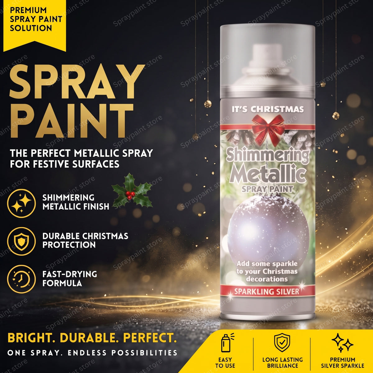 Glitter Metallic Xmas Silver 200ml