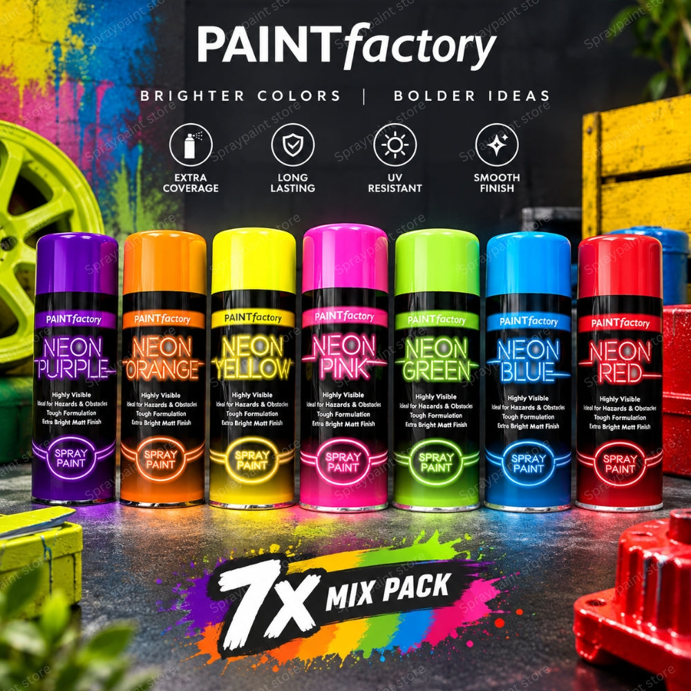 7x Neon Mix Cans 200ml - D3