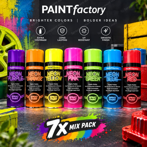 7x Neon Mix Cans 200ml - D3