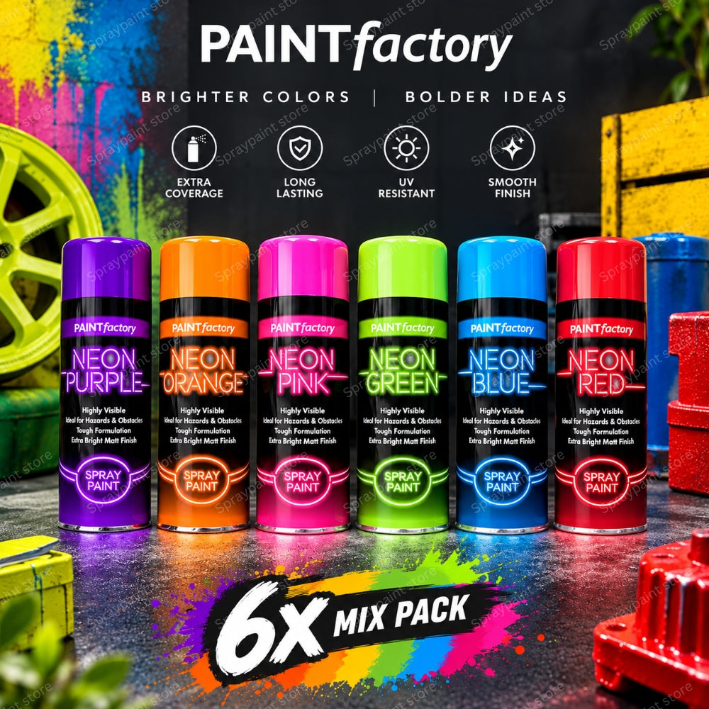 6x Neon Mix Cans 200ml - D4
