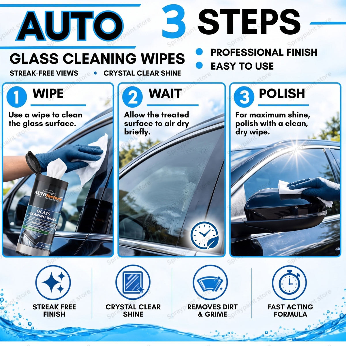 Glass Cleaning wipes - 40pk