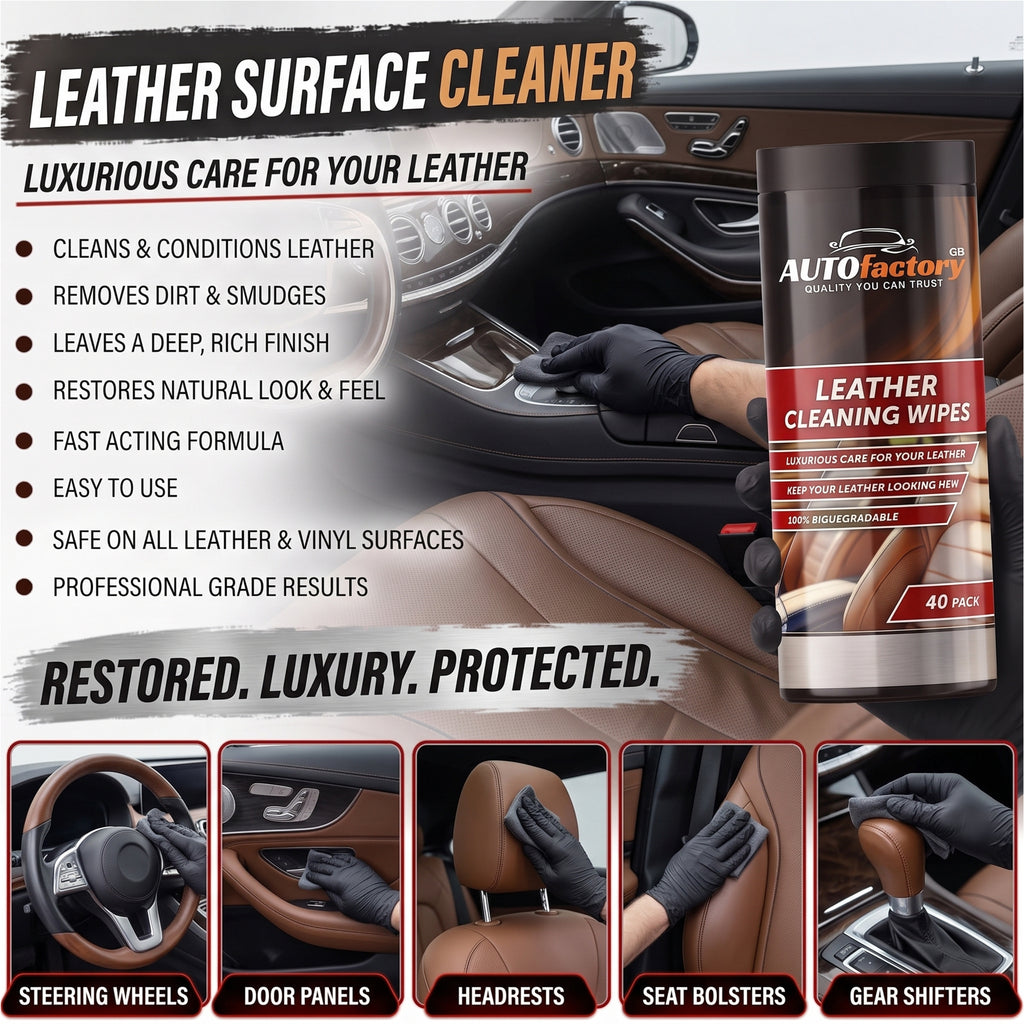 Leather cleaning wipes - 40pk