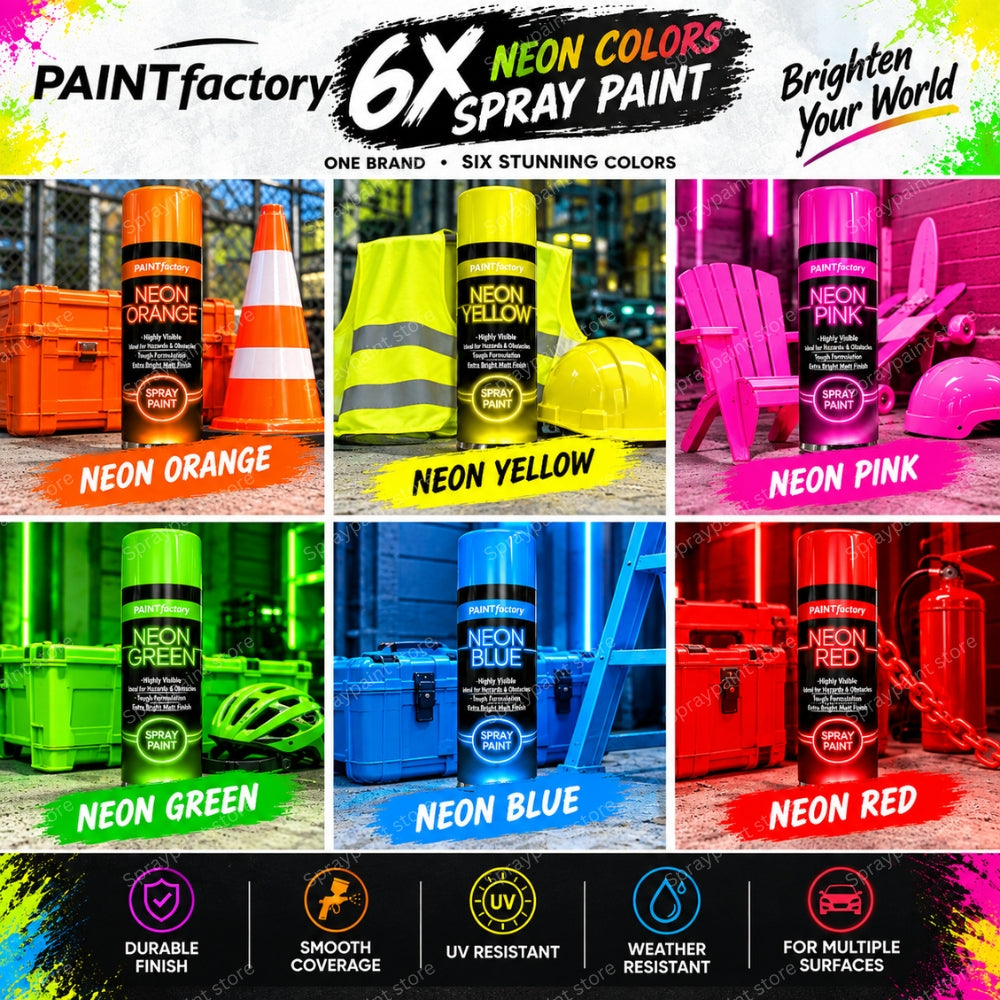 6 x Neon Mix Cans 400ml - D19