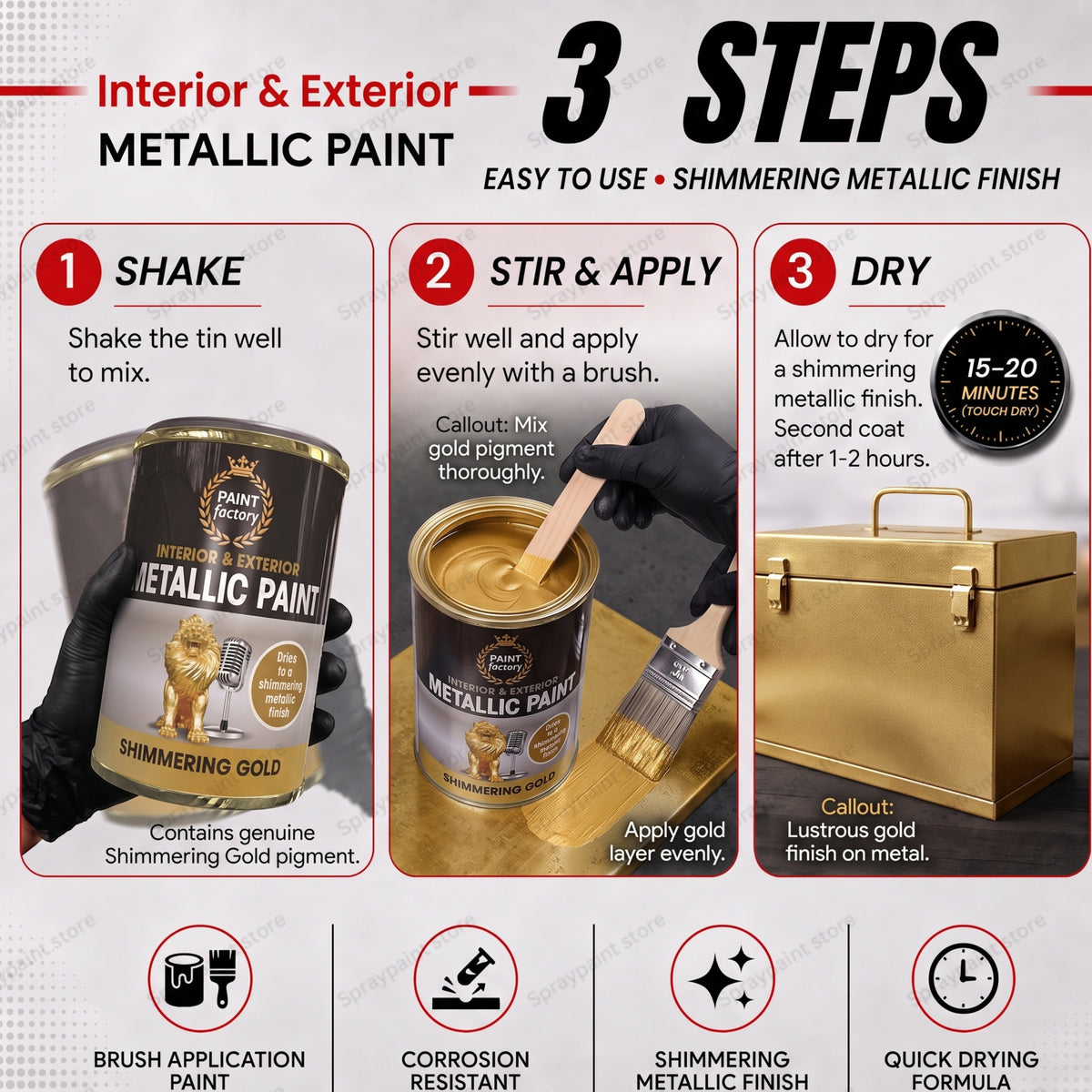 Tin Metallic Gold 300ml