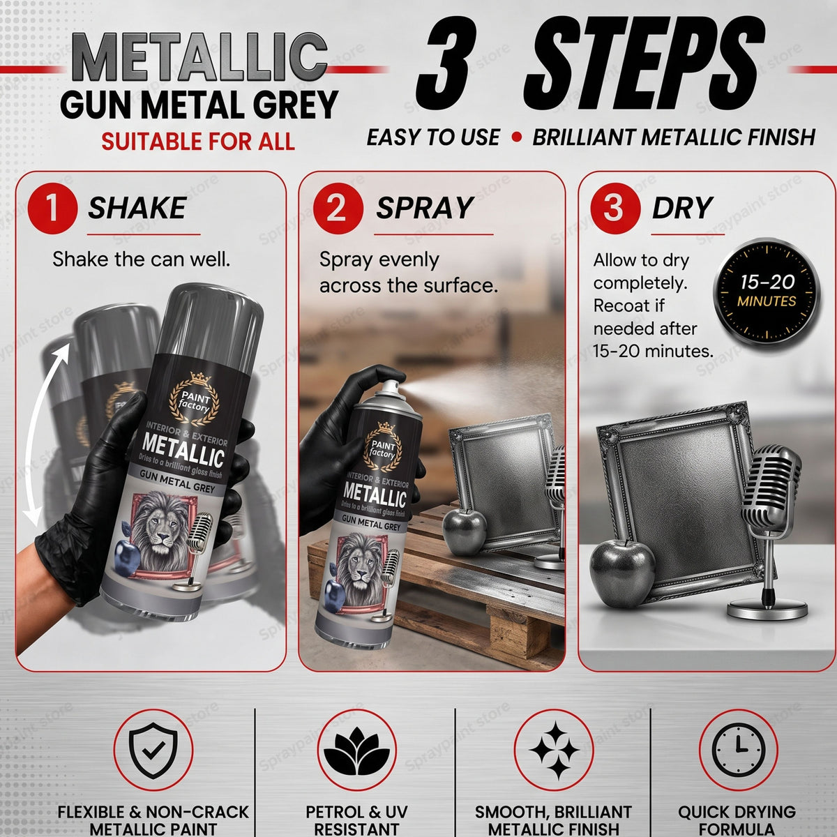 Metallic Gun Metal Grey 400ml